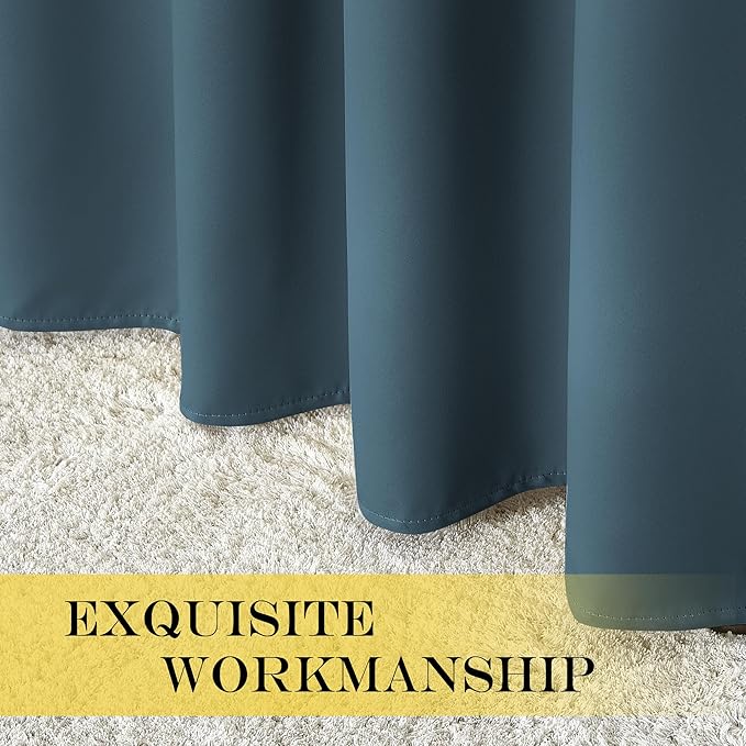 NICETOWN Room Darkening Curtain for Living Room - Energy Saving Thermal Insulated Grommet Room Darkening Curtain/Drape for Bedroom (1 Panel, 46 by 72, Smoky Blue)