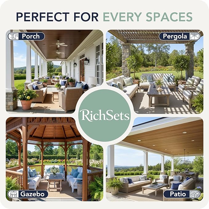 Outdoor Curtains for Patio Waterproof 6 Panels - Windproof, Privacy, Weatherproof Outside Drapes for Gazebo Pergola Porch, Grommet Top and Tab Bottom, 54x95 Inch, Navy