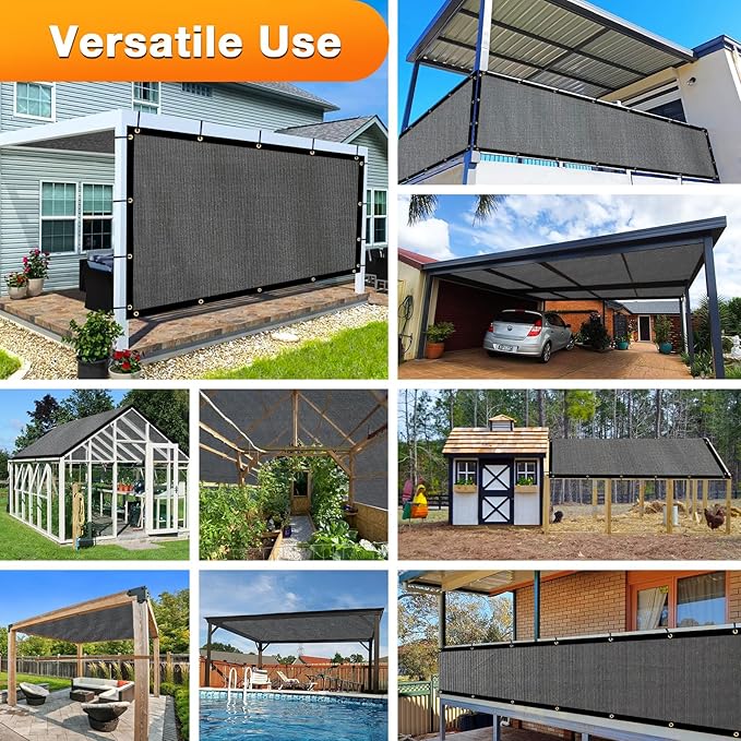 Artpuch Outdoor Pergola Shade Cover 8x14 FT Sun Shade Cloth with Grommets Dark Grey 90% UV Protection Canopy Patio Privacy Screen (Customized Available)