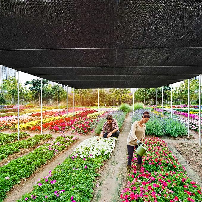 QLOFEI 4x8 FT Shade Cloth with Grommets, 90% Sun Shades Outdoor Patio Mesh Tarp, Easier to Hang Sunblock Neting Cover -for Garden Greenhouse Pergola Lawn Kennel Chicken Coop