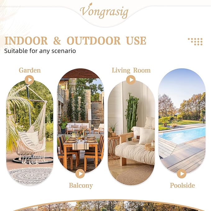 Vongrasig Wicker Rocking Egg Chair PE Rattan with Cushion, Oversized Patio Lounge Rocker Chair for Outdoor, Indoor, Livingroom, Backyard, Garden (Beige)