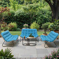 Crestlive Products Outdoor Loveseat 3PCS, Outdoor Sofa Set, All-Weather Boho Rattan Patio Furniture with Soft Cushion for Balcony, Poolside, Backyard (Without Table)