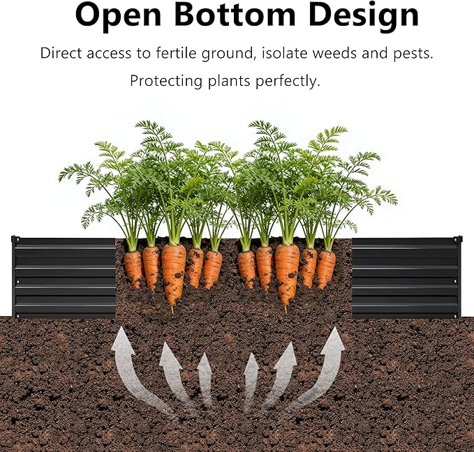 12x4x1 ft(2 Pack) Galvanized Raised Garden Bed,Outdoor Planter Box Metal Patio Kit Planting Bed for Vegetables Flowers and Succulents,Black