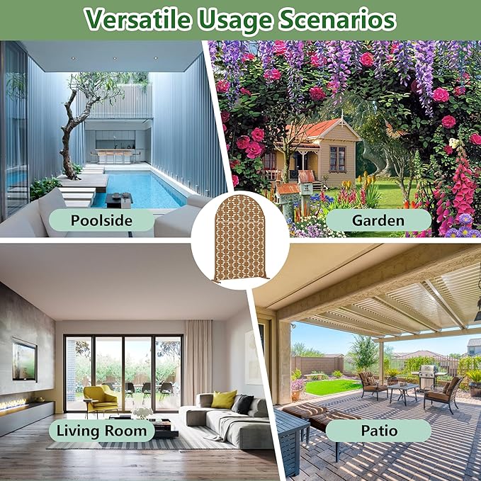 Casaphoria 72" H x 47" W Arched Metal Privacy Screen - Elegant Freestanding Outdoor Screen for Deck, Patio & Balcony - Versatile Decorative Privacy Panels for Home & Garden Use (Brown-Square)