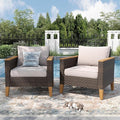 PHI VILLA 2-Piece Outdoor Wicker Furniture Set with 4-inch Thick Cushions, High Back Wicker Sofa for Deck, Yard, and Poolside in Elegant Beige