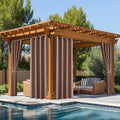 NICETOWN Fade Resistant Outdoor Curtains 2 Panels, Patio Waterproof Drapery Color Fastness Grade 4 Certification, UV Protection Blackout Shades for Porch, Deck, Pergolas, Tan, W52 x L108