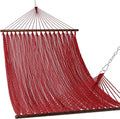Lazy Daze Hammocks 10.5 FT Double 2 Person Caribbean Rope Hammock, Hand Woven Polyester Hammock with Spreader Bars, for Outside Outdoor Backyard Patio Poolside, 450 LBS Capacity, Red