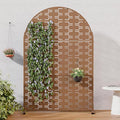 Casaphoria Metal Arched Privacy Screen Outdoor, 72" H x 47" W Freestanding Decorative Privacy Screen for Patio Deck Balcony Garden with Stable Base, Brown-Brick