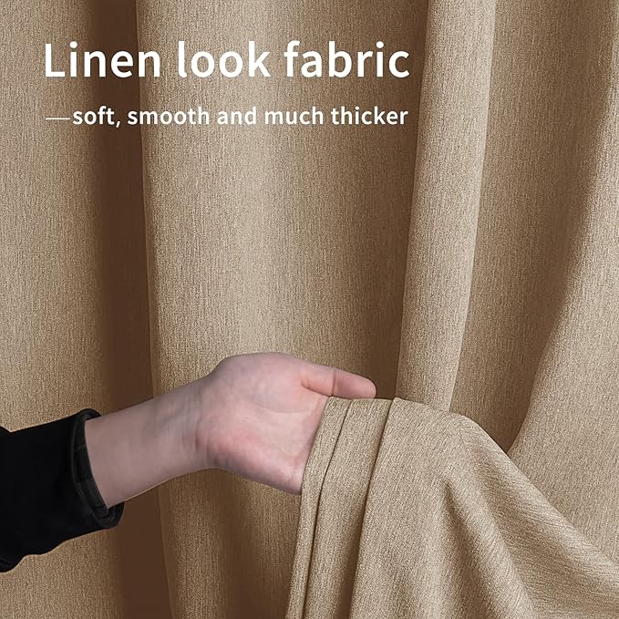 Easy-Going Linen Look Outdoor Curtains Waterproof Windproof Porch Curtains, Soft Thicken Outdoor Privacy Curtains for Patio, Gazebo, Grommet Top and Tab Bottom Drape, 1 Panel, 110x84 inch, Beige