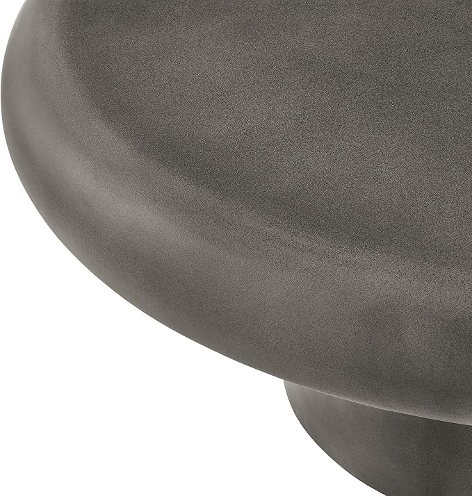 Modway Argos Round Concrete Coffee Table in Gray - Cement Low Coffee Table for Sitting on The Floor - Weather Resistant Stone Patio Coffee Table - Indoor Outdoor 34 Inch Center Table