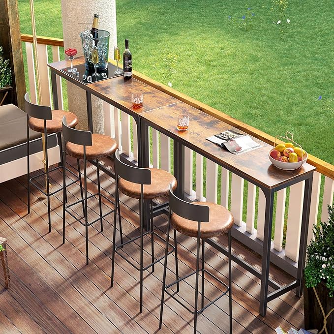 ODK 54 Inch Bar Table, Bar Height Pub Table, Counter Height Bar Table, Rectangular High Top Kitchen & Dining Counter Tables with Sturdy Legs & Easy-to-Clean Top, Indoor use, Rustic Brown