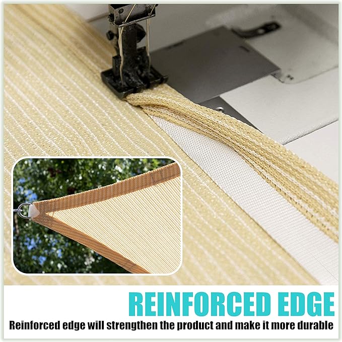 Amgo Custom Size 19' x 22' x 29.1' Sand Beige Right Triangle Sun Shade Sail UPF50+ AGTAPRT12, Order to Make Canopy Awning, 95% UV Blockage, Water & Air Permeable, Commercial Standard (We Customize)