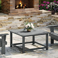WestinTrends Malibu Low Outdoor HDPE Square Patio Coffee Table, Gray