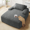 YITAHOME 67"L x 55"W Chaise Lounge Chair Indoor, Oversized Corduroy Upholstered Boneless Sofa Bed, Deep-Seat Sleeper Couch, Reading Chair, Cloud Sofa Couch for Living Room, No Assembly Required, Grey