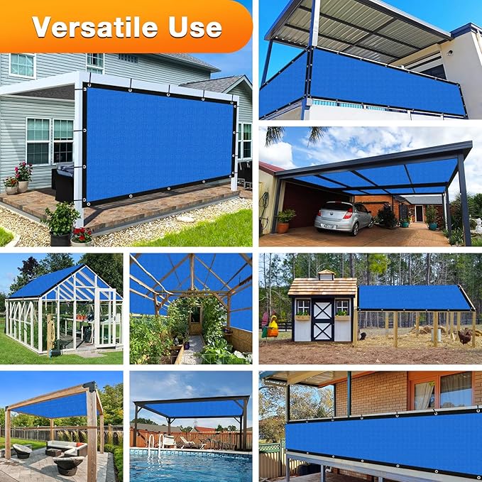 Artpuch Outdoor Pergola Shade Cover 8' X 20' Sun Shade Cloth with Grommets, 90% UV Protection Canopy Patio Privacy Screen (Customized Available) GN107, Blue