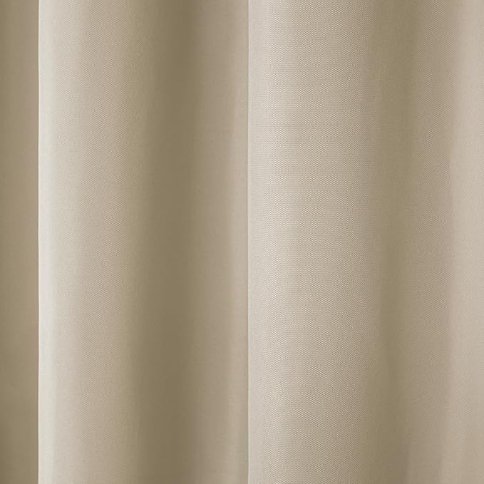 Town & Country Basics Cabana Solid Heavyweight Indoor Outdoor Curtains, Light Filtering Opacity with Grommet Top, Water Repellent, 2-Pack Set, 54"x63", Taupe