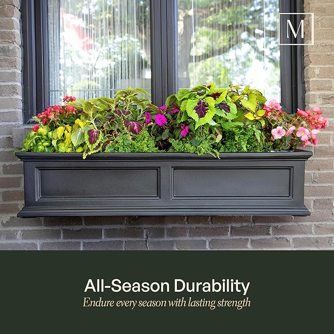 Mayne Fairfield 3-Foot Window Box – Self-Watering, Weather-Resistant Planter for Flowers – Durable Design for Outdoor Use, Perfect for Windows