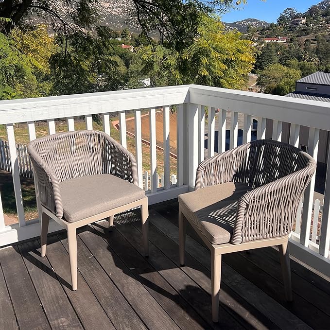 PURPLE LEAF 7 Pieces Outdoor Dining Set Patio Table and Chairs Set Aluminum Wicker Rattan Patio Furniture Set for Lawn Garden Porch Champagne