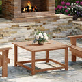 WestinTrends Malibu Low Outdoor HDPE Square Patio Coffee Table, Teak