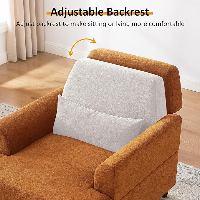 Chaise Lounge Chair Indoor Set of 2, Oversized Accent Chair for Living Room with Adjustable Backrest, Upholstered Mid-Century Reading Armchair for Adults, Comfy Modern Single Sofa Chair for Bedroom