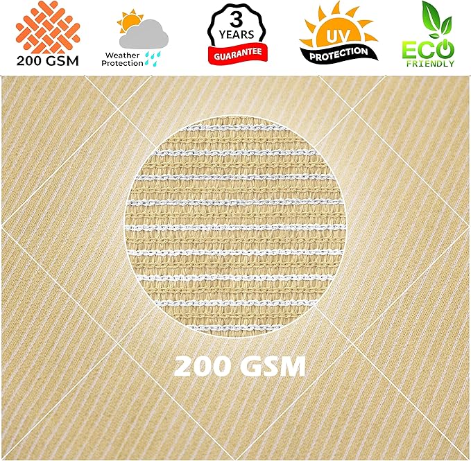 Royal Shade 10' x 20' Beige Rectangle Sun Shade Sail Canopy Outdoor Patio Fabric Screen Awning RTAPR1020 - UPF50+ 95% UV Blockage, Heavy Duty, Water & Air Permeable (We Make Custom Size)