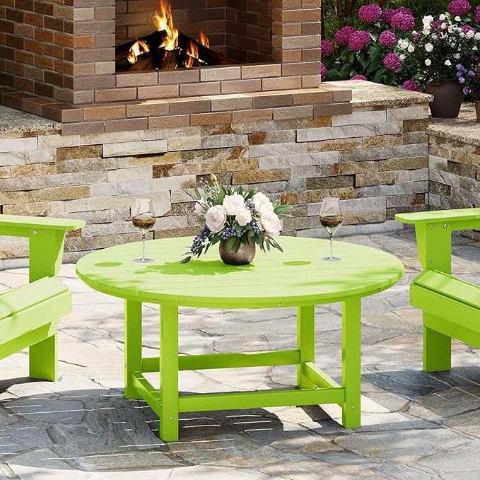 WestinTrends Malibu Low Outdoor HDPE Round Patio Coffee Table, Lime