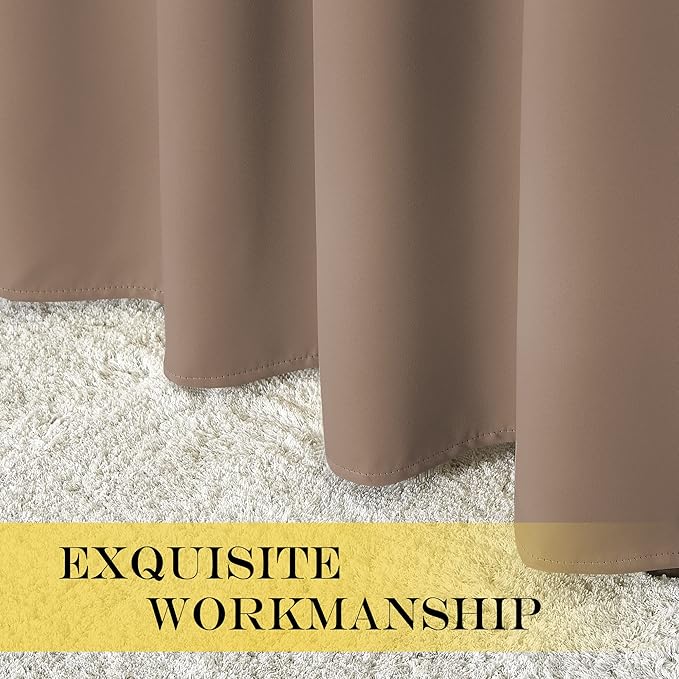 NICETOWN Patio Blackout Curtain Panels - Extra Wide Sliding Door Thermal Insulated Drape, Privacy Room Divider Curtain for Bedroom Office (Cappuccino, 66 x 118 Inch Long)
