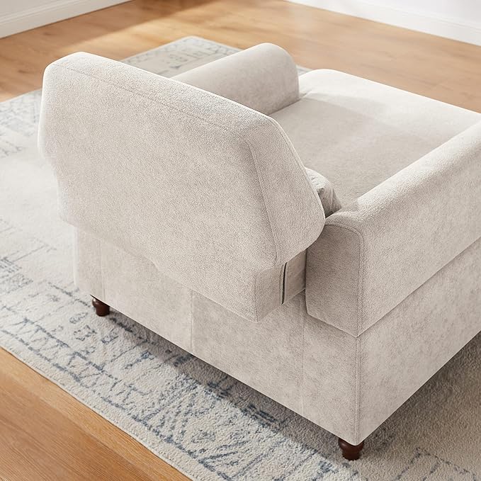 Chaise Lounge Accent Chair Indoor with Adjustable Backrest, Oversized Armchair for Living Room & Bedroom, Upholstered Mid-Century Reading Chair, Comfy Single Sofa Chair, Modern Living Room Chair