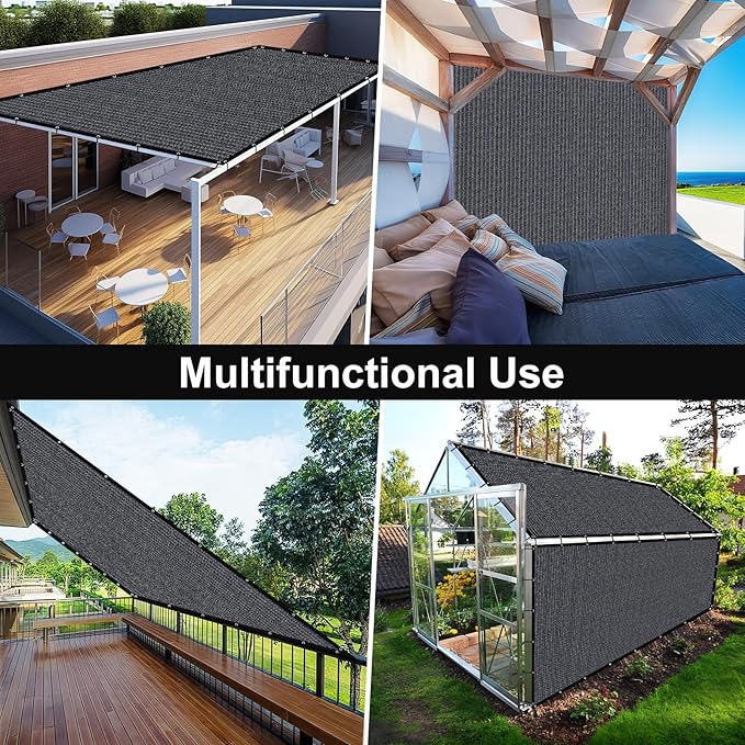 Artpuch 90% Sun Shade Cloth, 12 x 20 FT Pergola Shade Cover Canopy with Grommets, Sun Screen Fabric Tarp for Patio, Outdoor, Garden, Backyard, Dark Grey