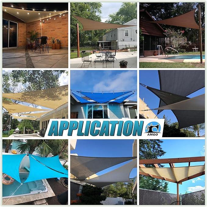 Amgo Custom Size 10' x 13' x 16.4' Grey Right Triangle Sun Shade Sail Order to Make Canopy Awning UPF50+ AGSLT, 95% UV Blockage, Water & Air Permeable, 200GSM Commercial Standard (We Customize)