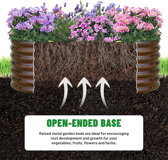 SnugNiture Galvanized Steel Raised Garden Bed Kit, 2 Pcs 6x2x2 ft Large Metal Planter Box Outdoor for Gardening Vegetables, Flowers and Fruits
