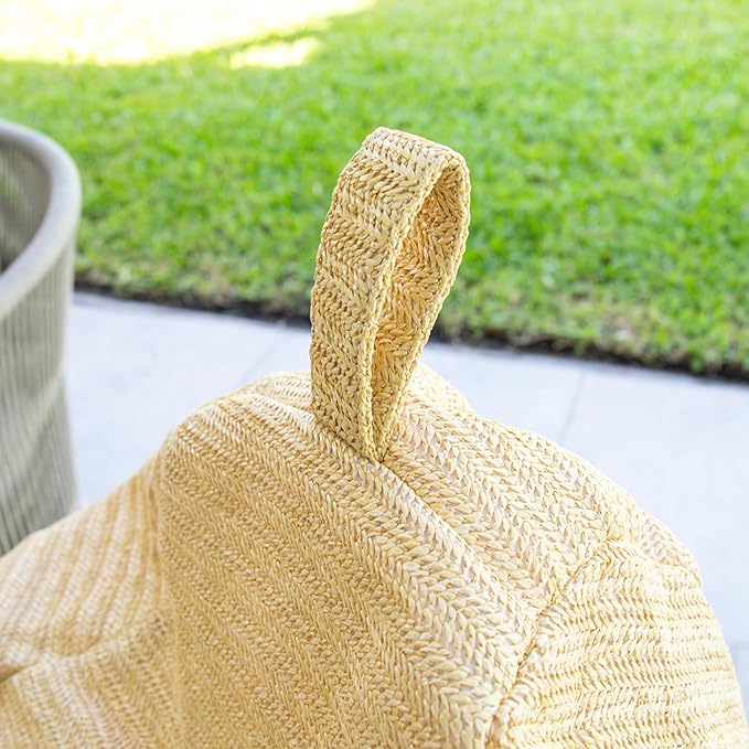 Big Joe Tuffet Weatherproof Bean Bag Chair, Natural Basket Weave, Breathable Weather Resistant Fabric, 2.5 feet Teardrop