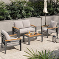 Aoxun Aluminum Outdoor Patio Furniture Set, 4 Seats Outdoor Sectional with Coffee Table, Patio Conversation Sets with Upgraded Armrests and Cushions for Backyard, Garden and Poolside
