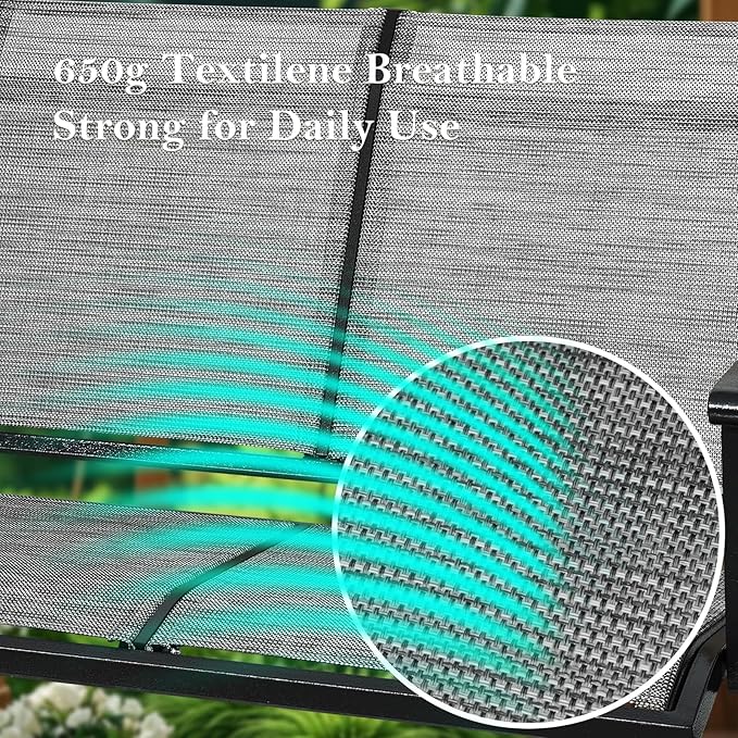 Textilene 3 Seat Hanging Swing, 5.2FT Patio Bench Swing, 660lbs Heavy Duty Outdoor Porch Swing with Hanging Chains for Courtyard, Garden, Tree, Yard