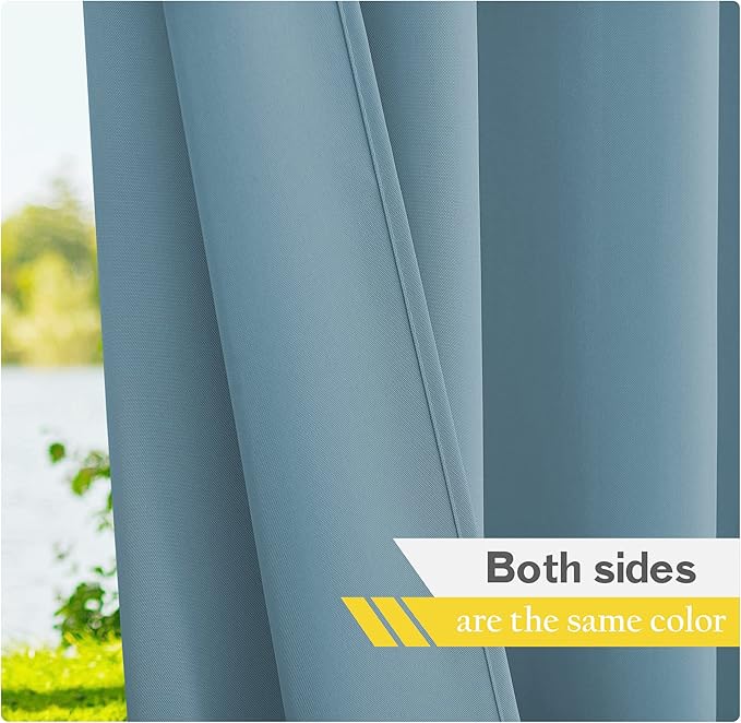NICETOWN Canvas Outdoor Curtains for Patio Waterproof, Thermal Insulated Stainless Steel Grommet Privacy Indoor/Outdoor Vertical Drapes for Porch/Pool, Teal, W55 x L08, 2 Panels