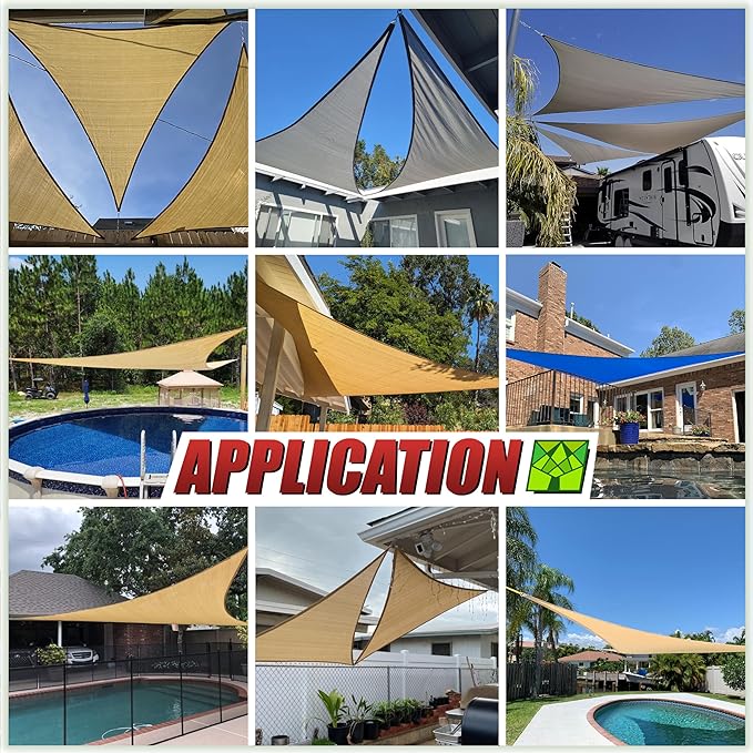 ColourTree 20' x 20' x 28.3' Beige Right Triangle CTAPRT20 Sun Shade Sail Canopy Mesh Fabric UV Block UPF50 - Commercial Heavy Duty & 190 GSM - 3 Years Warranty (We Make Custom Size)