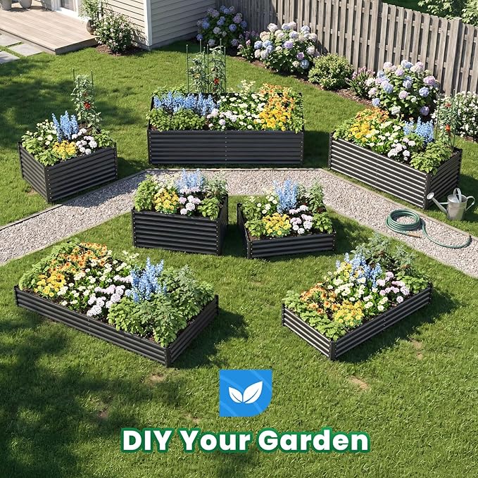 Quictent Galvanized Raised Garden Bed Metal Planter Box Bottomless for Backyard Outdoor, 4x3x1 Ft 2PCS, Dark Grey