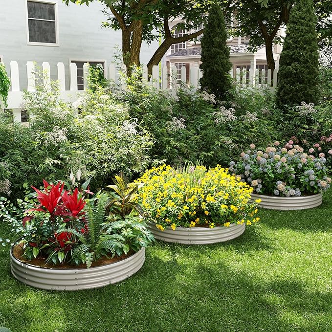 Galvanized Metal Planter Raised Garden Bed Kit for Gardening Outdoor Garden Box Raised Flower Bed 2PC Gray 3X3X1FT