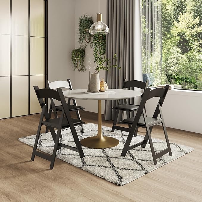 200 Black Resin Stackable Folding Chair - Comfortable Black Foldable Chair - Folding Chairs with Padded Seats - Indoor/Outdoor Folding Chairs for Events - Lightweight Foldable Chairs (200 Pack)