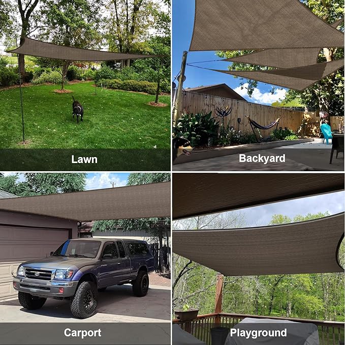 SUNLAX Sun Shade Sail 8' x 10' Brown Rectangle Canopy Sail Shade Cover UV Block Permeable Sunshade Outdoor for Patio Backyard (We Make Custom Size)