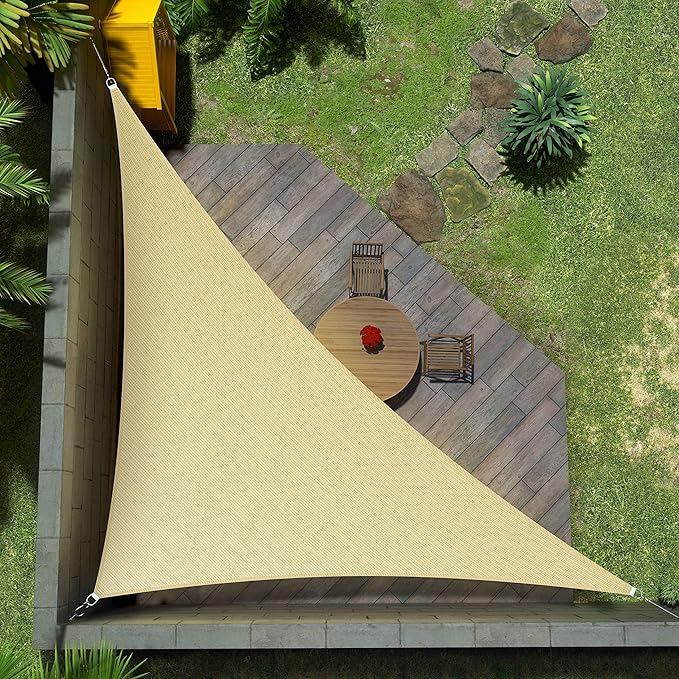 Amgo Custom Size 6' x 8' x 10' Beige Right Triangle Sun Shade Sail Order to Make Canopy Awning UPF50+ AGSLT, 95% UV Blockage, Water & Air Permeable, 200GSM Commercial Standard (We Customize)