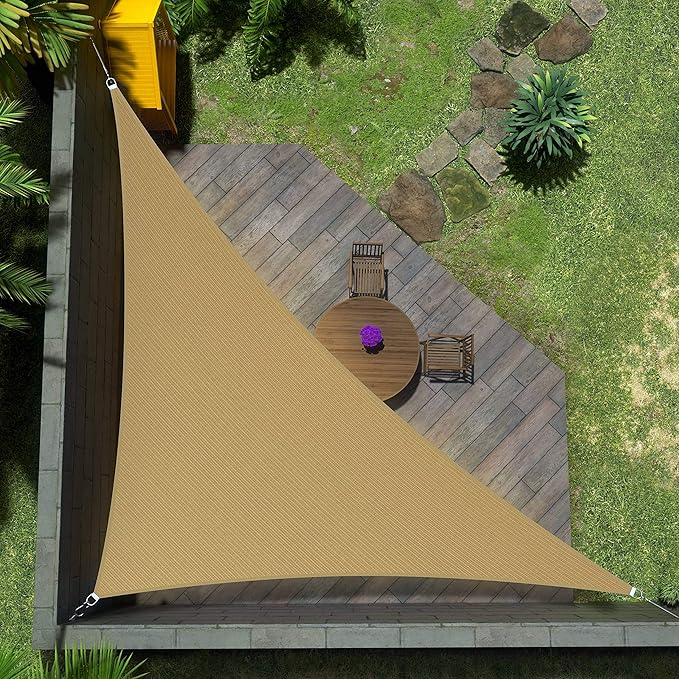 Amgo Custom Size 20' x 20' x 28.3' Sand Beige Right Triangle Sun Shade Sail Order to Make Canopy Awning UPF50+ AGSLT, 95% UV Blockage, Water & Air Permeable, 200GSM Commercial Standard (We Customize)