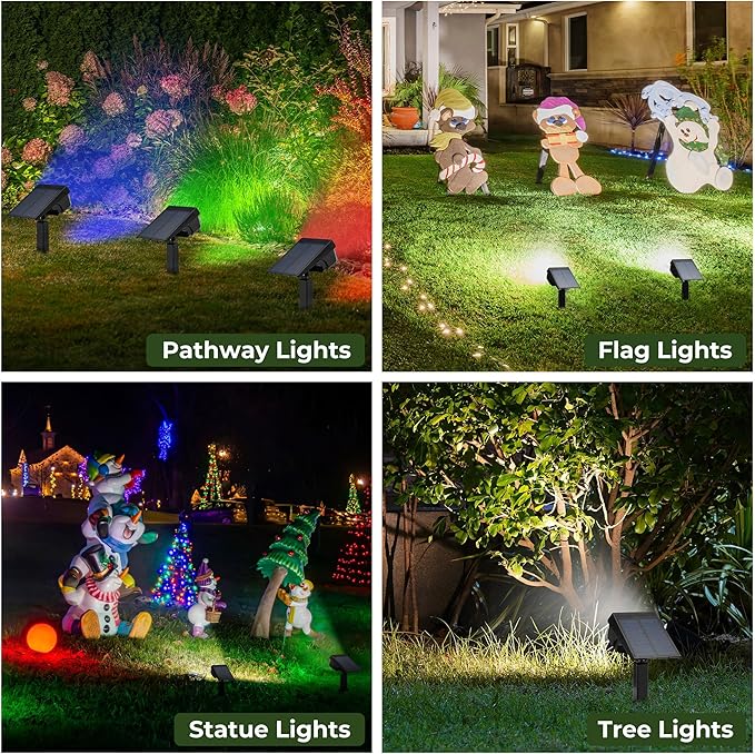 Kingsyard Solar Color Changing Lights 8 Colors, USB & Solar Powered Solar Lights Outdoor Waterproof IP68, Multicolor RGB Outdoor Lights for Garden Yard Landscape Decor, 6 Pack