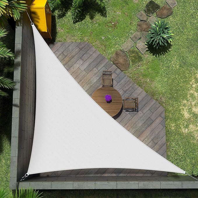 Amgo Custom Size 11' x 19' x 22' White Right Triangle Sun Shade Sail UPF50+ AGTAPRT12, Order to Make Canopy Awning, 95% UV Blockage, Water & Air Permeable, Commercial Standard (We Customize)