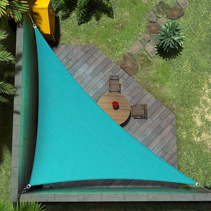 Amgo Custom Size 15' x 20' x 25' Turquoise Triangle Sun Shade Sail UPF50+ AGTAPRT12, Order to Make Canopy Awning, 95% UV Blockage, Water & Air Permeable, Commercial Standard (We Customize)