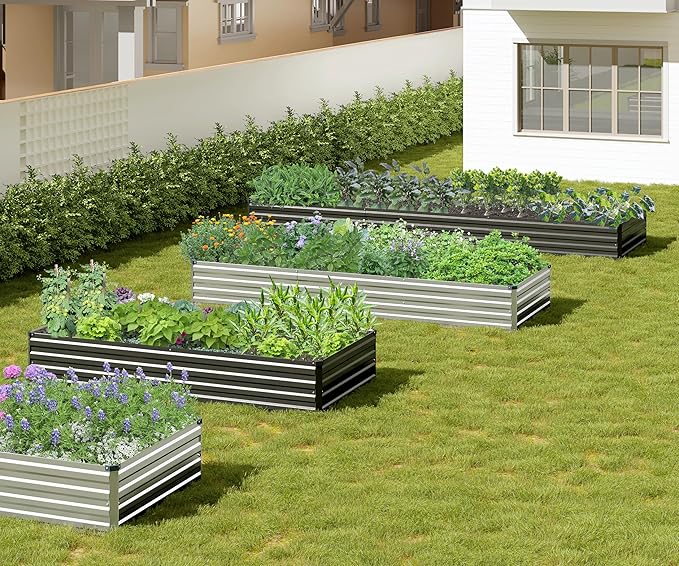 2PCS 6x3x1ft Galvanized Raised Garden Bed Kit, Galvanized Planter Raised Garden Boxes Outdoor, Large Metal Raised Garden Beds for Vegetables,Black