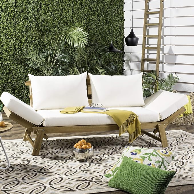 Safavieh PAT6745A Outdoor Collection Tandra Grey Modern Contemporary Daybed Day Bed