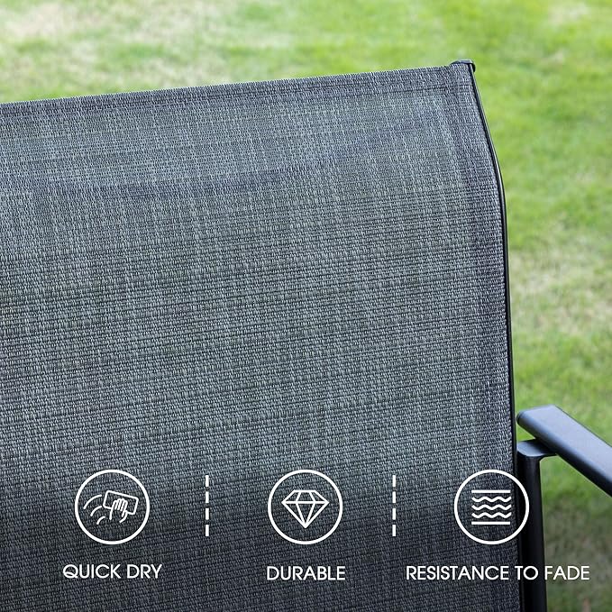 VICLLAX 3-Piece Patio Dining Set for 2, Includes Round Table and 2 Stackable Chairs, Grey Wood-Like Set