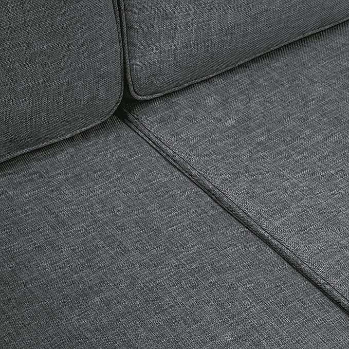 JONATHAN Y SFB1002B Gable 3-Seat Mid-Century Modern Roped Acacia Wood Outdoor Sofa with Cushions Scandinavian, Classic, Transitional, Industrial for Backyard, Patio, Porch, Gray/Teak Brown